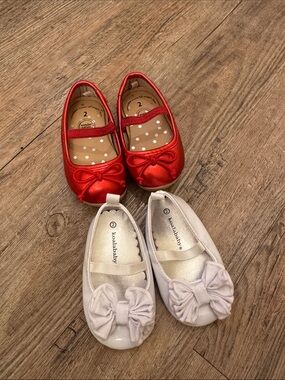 Koala Kids Red and White Girls Dress Ballet Flats with Bows